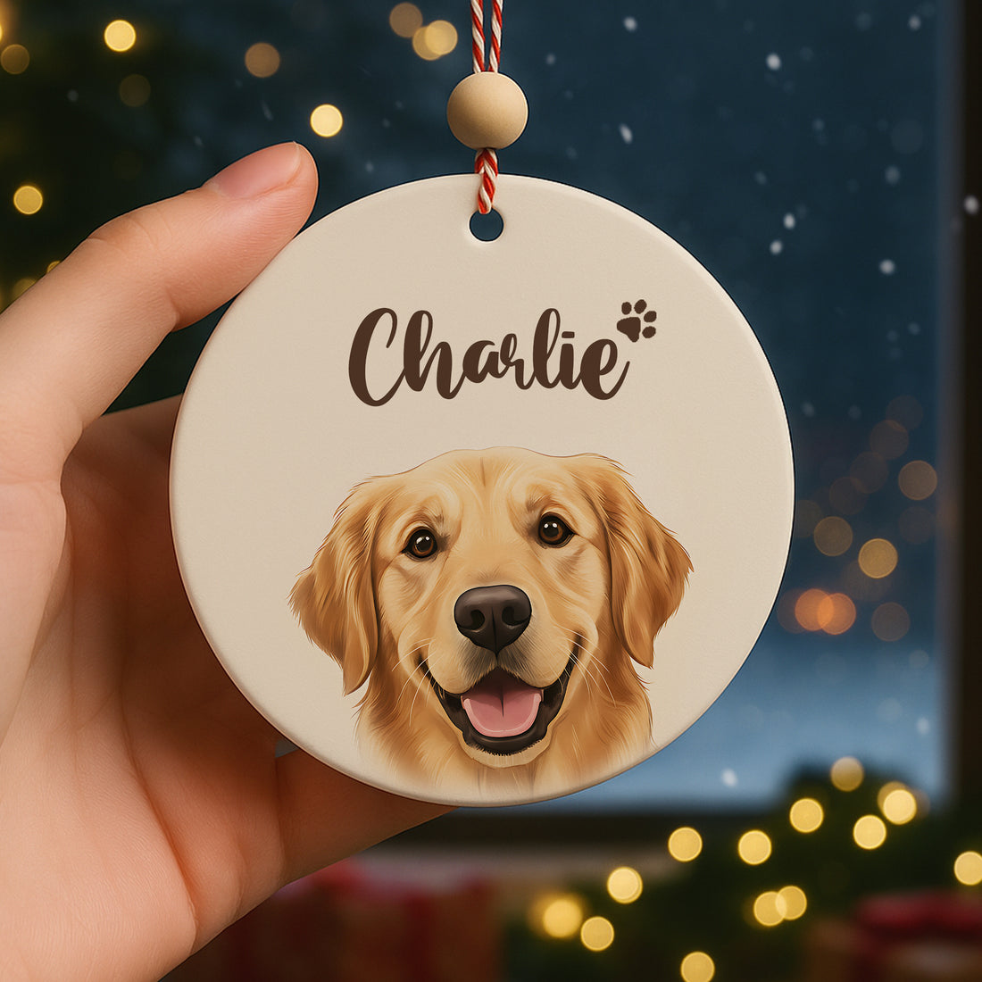 Personalized Dog Ornament 2025, Custom Pet Photo Christmas Ornament for Tree, Dog Lover Gift, Pet Portrait Keepsake Holiday Decoration|ONM75