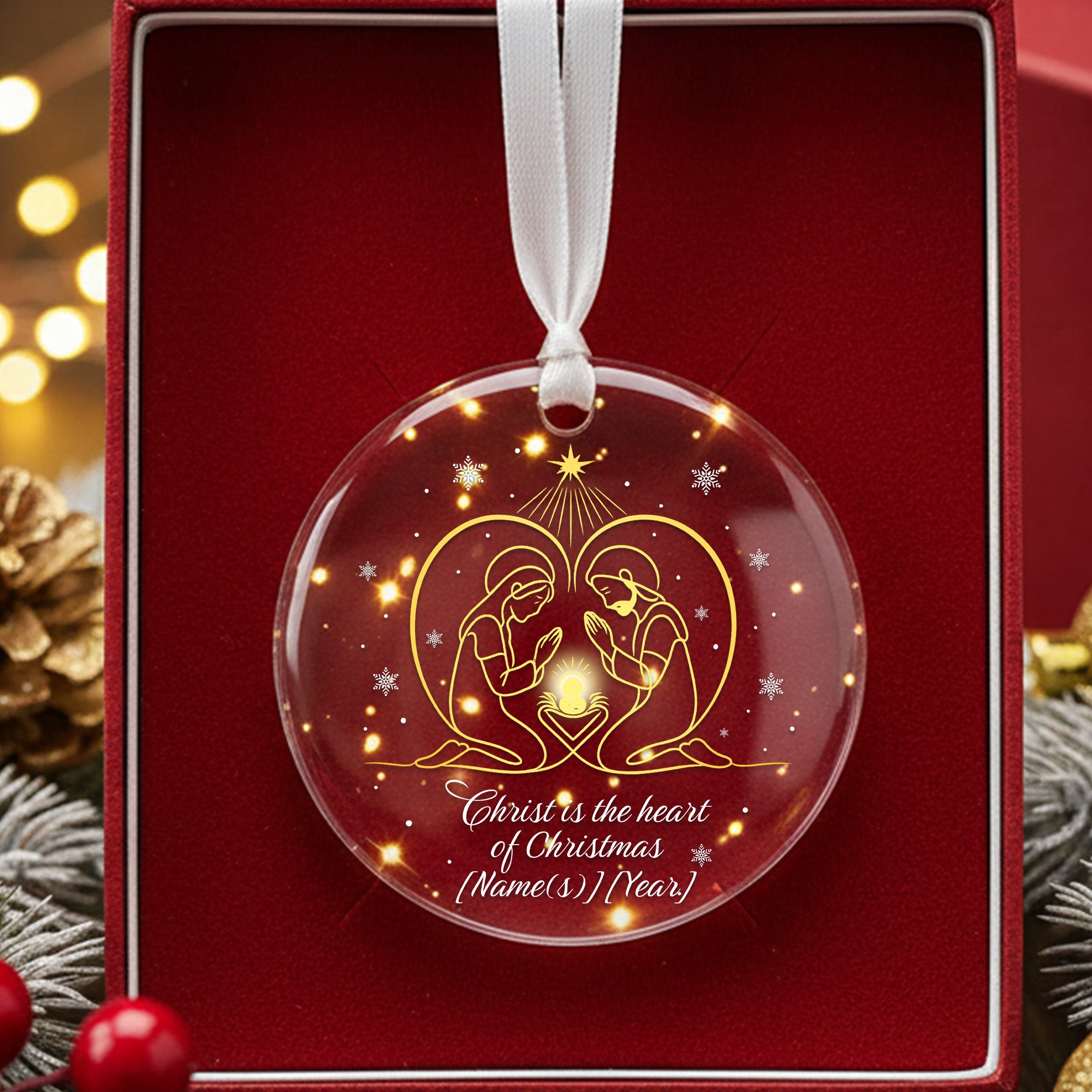 Religious Christmas Ornament - Christ Is The Heart Of Christmas Custom Acrylic Decoration|ONM37