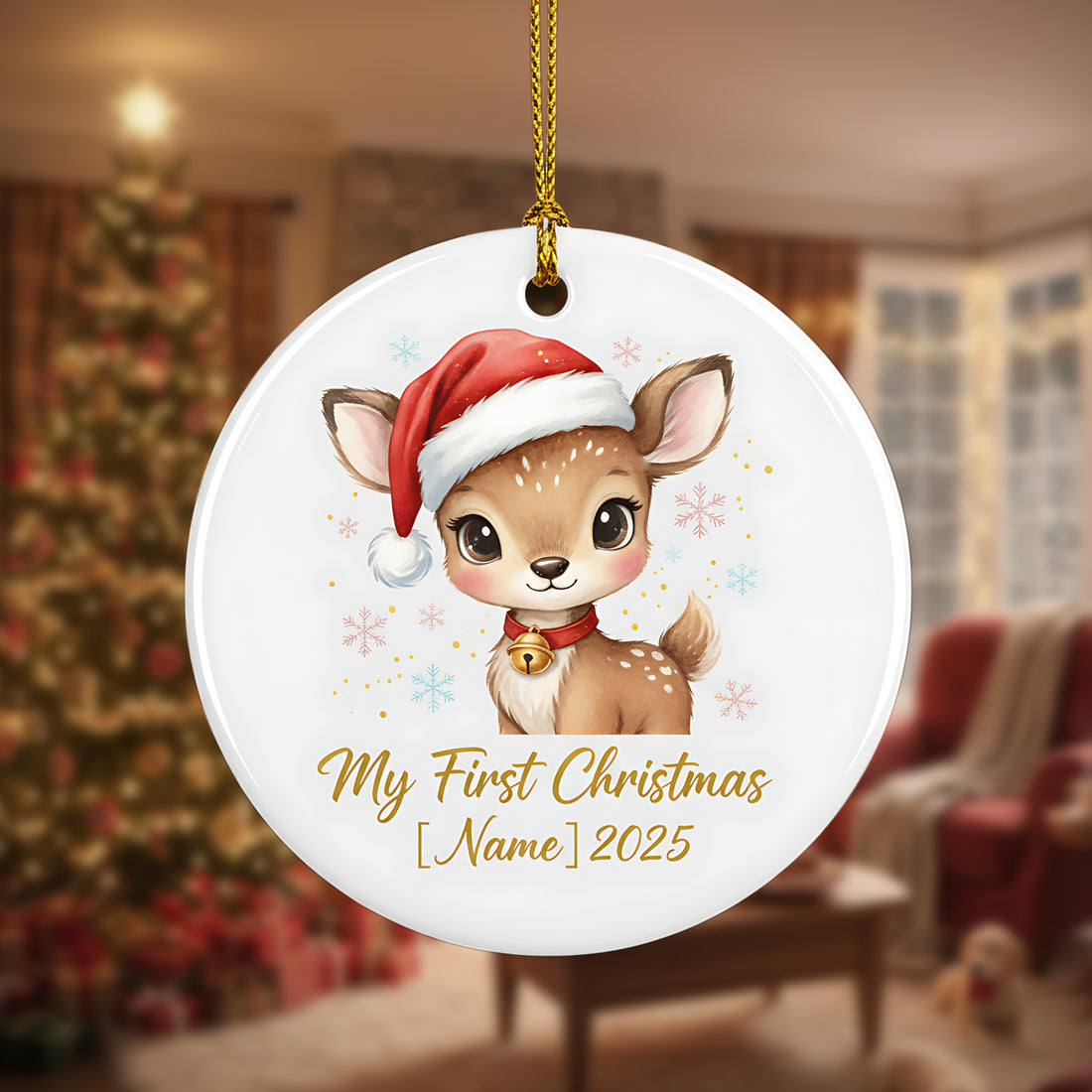 My First Christmas Ornament 2025, Personalized Baby Deer Ornament, Custom Name Newborn Keepsake, First Christmas Gift for Baby | Ornament172