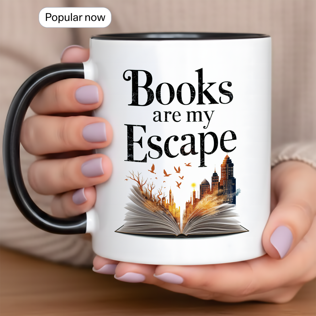 Literary Gift Mug – 'Books Are My Escape', Personalized Coffee Mug for Book Lovers, Escape Into a Good Book | Mug 137