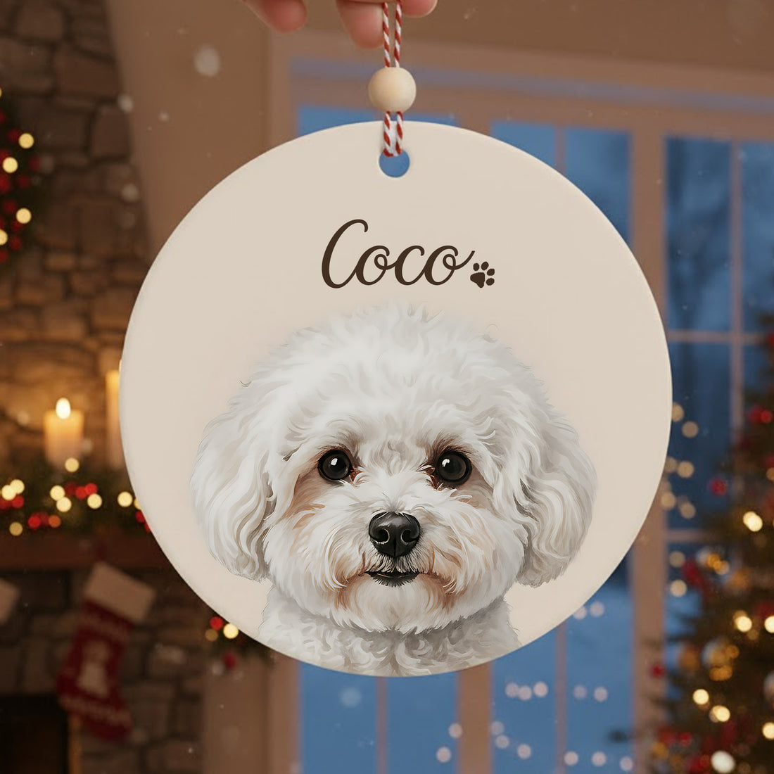 Custom Pet Photo Ornament 2025, Personalized Dog or Cat Christmas Ornament for Tree, Pet Portrait Keepsake Gift, Pet Memorial Decoration|ONM74