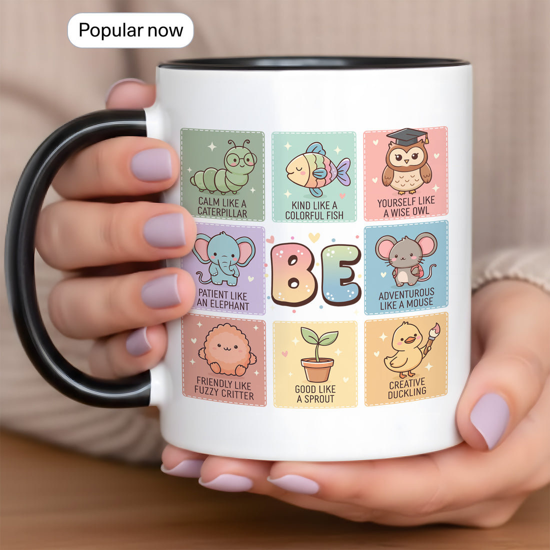 Encouraging 'Be Yourself' Animal Mug – Cute and Colorful Motivational Mug – Ideal Personalized Gift for Kids| Mug 6