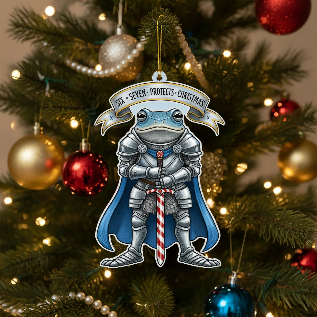 Personalized Frog Knight Christmas Ornament Custom Name Medieval Frog Ornament Funny – personalized Christian ornament – Defa