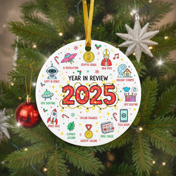 2025 Year In Review Ornament, Funny Christmas Ornament, Pop Culture Ornament Gift, Holiday Tree Decor | Ornament146