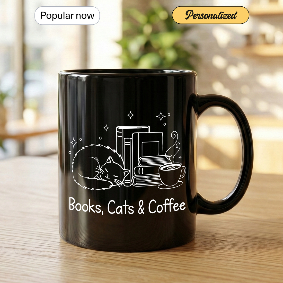 Books Cats Coffee Mug – Funny Cat Lover Reading Mug, Gift for Readers, Cat Moms & Coffee Lovers | Mug 9
