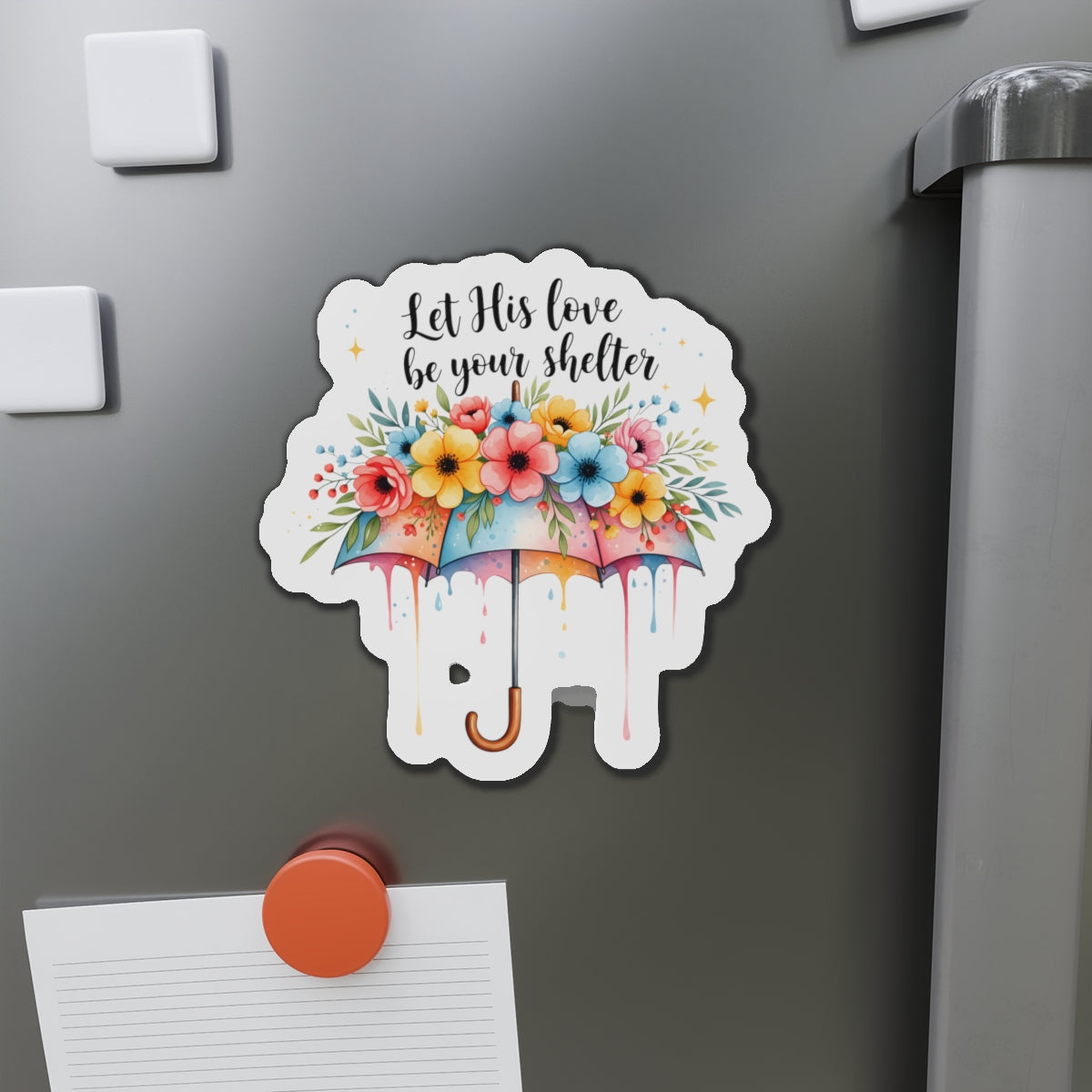 Let His Love Be Your Shelter Christian Sticker – Waterproof Vinyl Faith Quote Decal – 3 Inch Jesus Floral Umbrella Sticker for Laptop, Water Bottle, Notebook |STK16