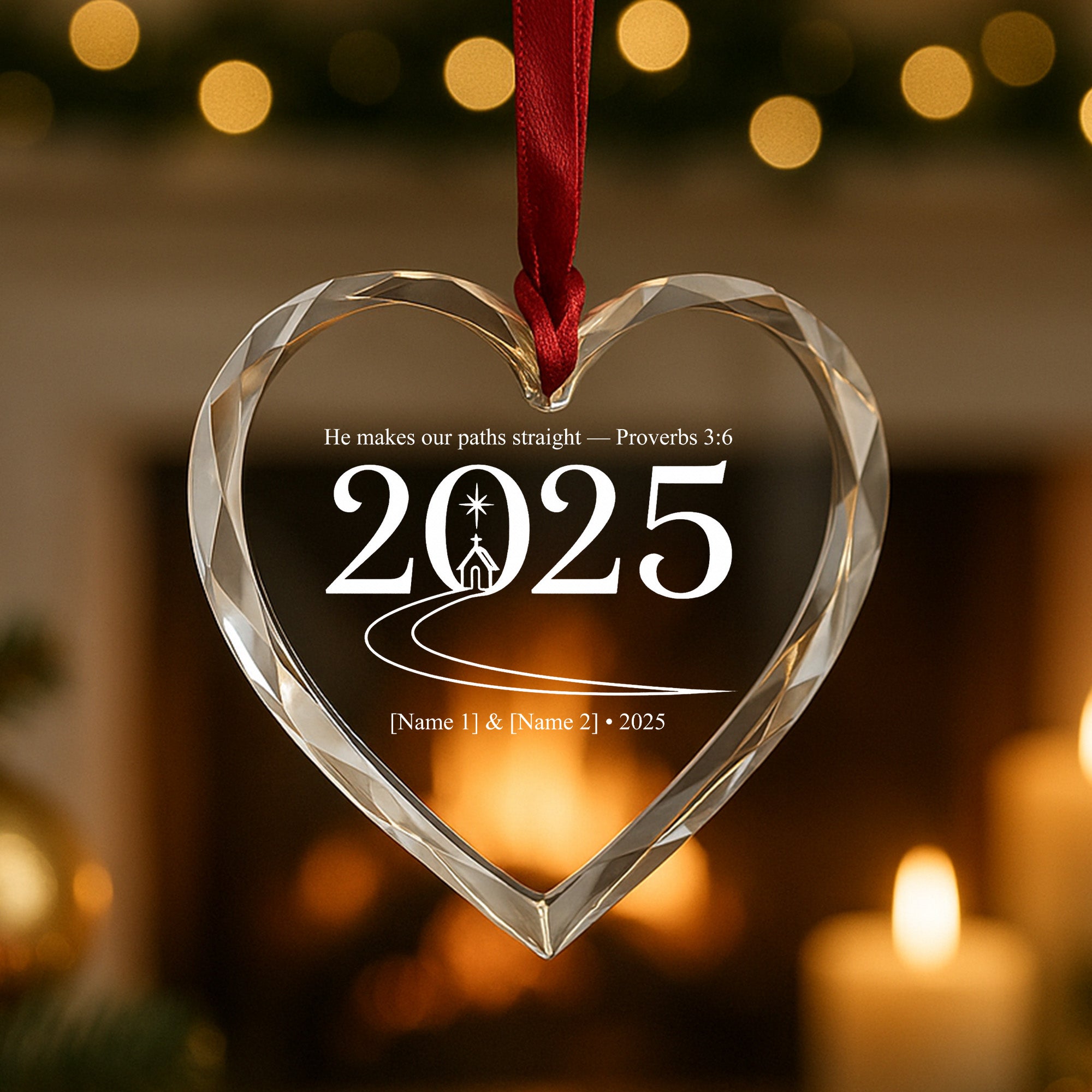 Proverbs 3:6 Ornament 2025 – Christian Heart Ornament, Bible Verse Christmas Gift, Faith Religious Decoration, Scripture Keepsake|ONM48