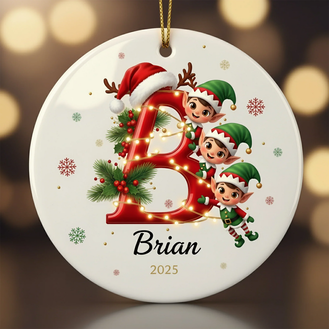 Elf Alphabet Ornament 2025 Custom Name Christmas Ornament Personalized Letter Ornament – personalized Christian ornament – Ci