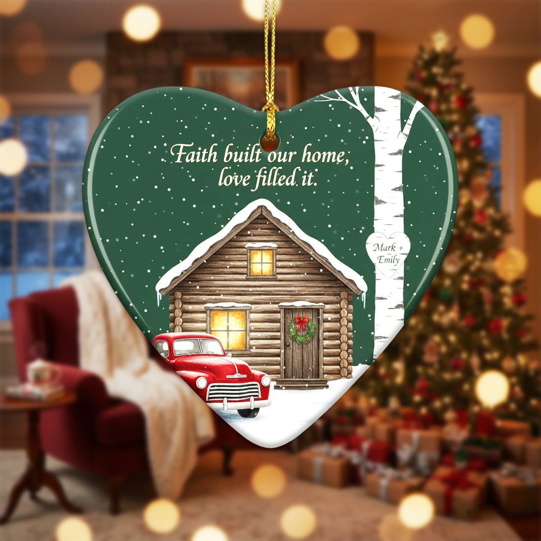 Home Blessed by Faith Ornament, Christian Christmas Ornament, Faith Built Our Home Ornament, Religious Gift, Personalized Ornament | Ornament111