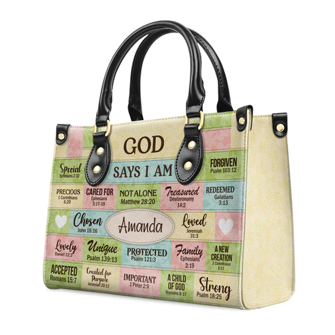 Personalized Christian Handbag - God Says I Am Leather Tote