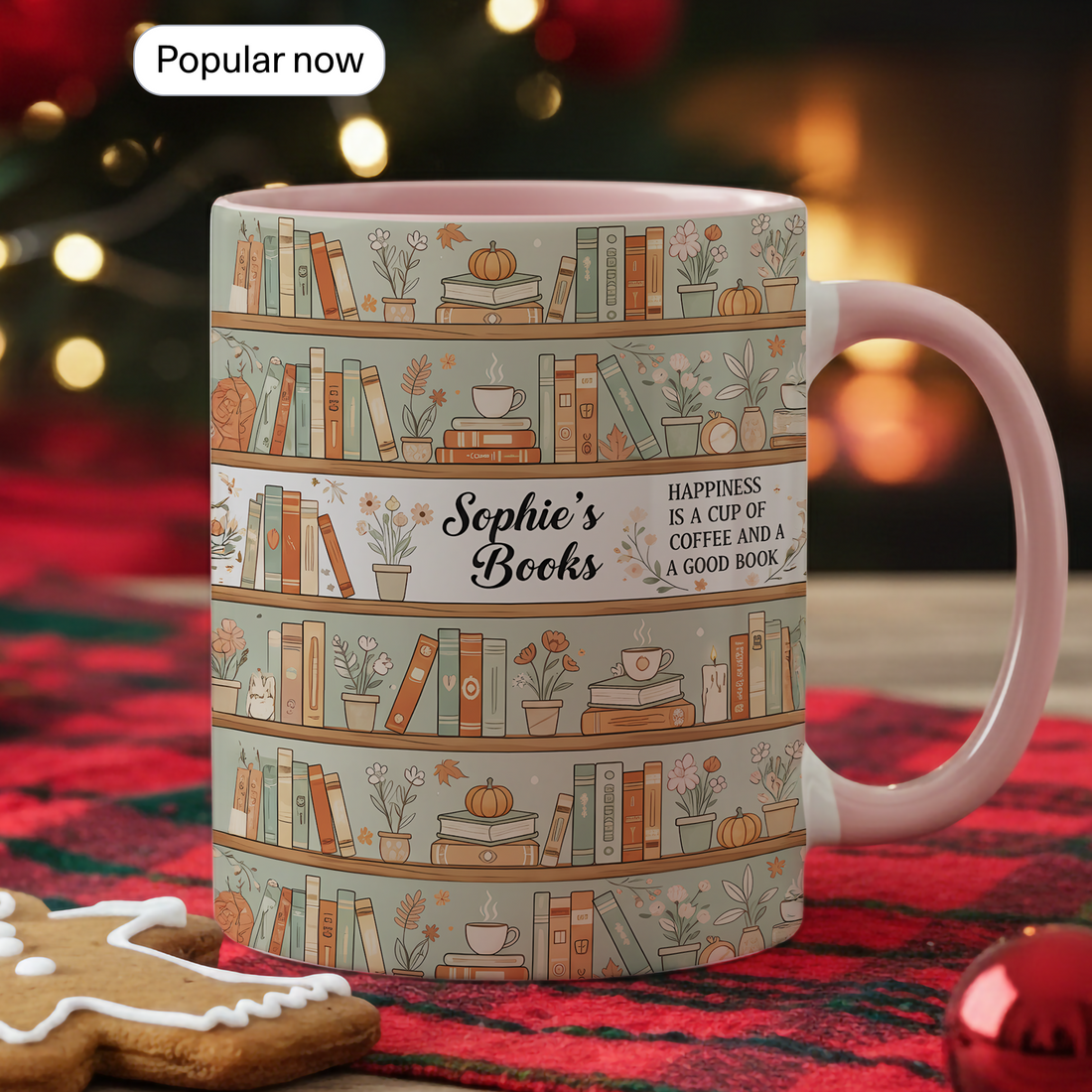 Happiness is a Cup of Coffee and a Good Book Mug – Personalized Book Lover Gift, Cozy Reading Mug, Coffee & Books Cup, Gift for Women| Mug 11