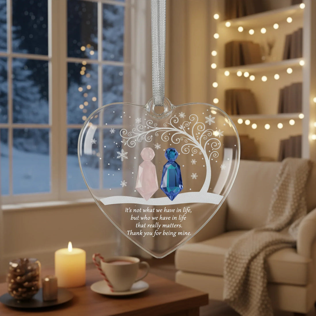 Custom Couple Heart Ornament Personalized Anniversary Gift for Her/Wife Engraved – personalized Christian ornament – One side