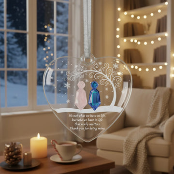 Custom Couple Heart Ornament | Personalized Anniversary Gift for Her/Wife | Engraved Crystal Gem Figurine Decor|ONM96