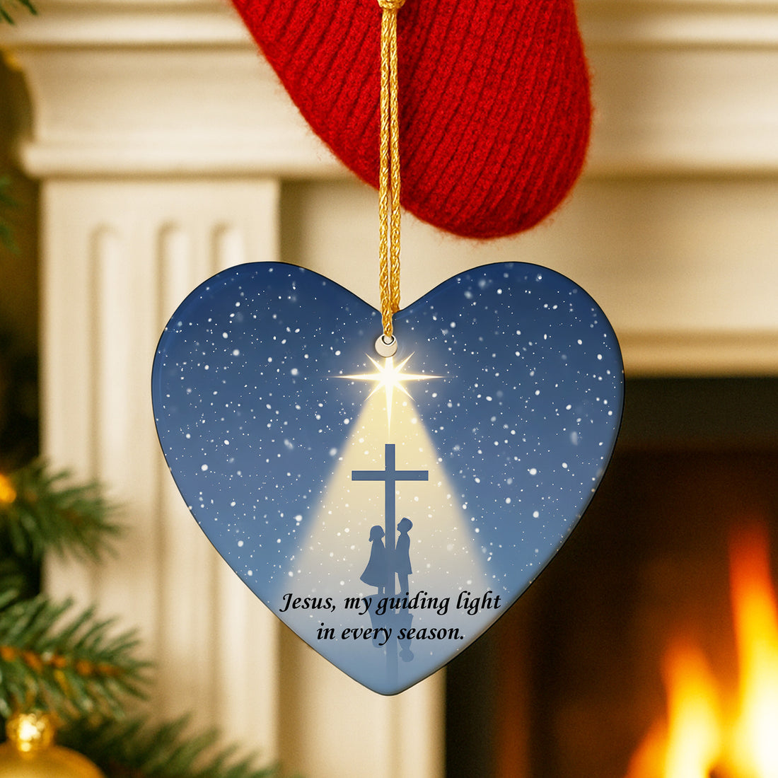 Christian Ornament Set 2 Pack – Jesus My Guiding Light & Christ at Heart of Christmas Ceramic Ornaments 2025|ONMCB20