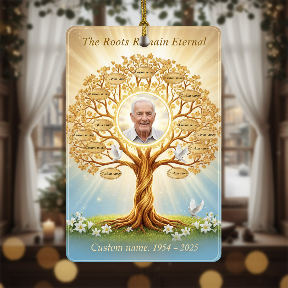 The Roots Remain Eternal Ornament, Custom Memorial Family Tree Acrylic Ornament, Personalized Photo Keepsake, In Loving Memory Gift|ONM124