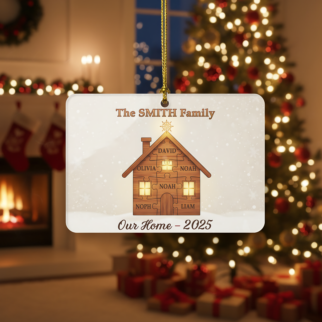 Personalized Family Puzzle Ornament - Custom Name for Each Member, Love Forever 2025, Acrylic Family Christmas Decoration, Custom Holiday Keepsake|ONM72