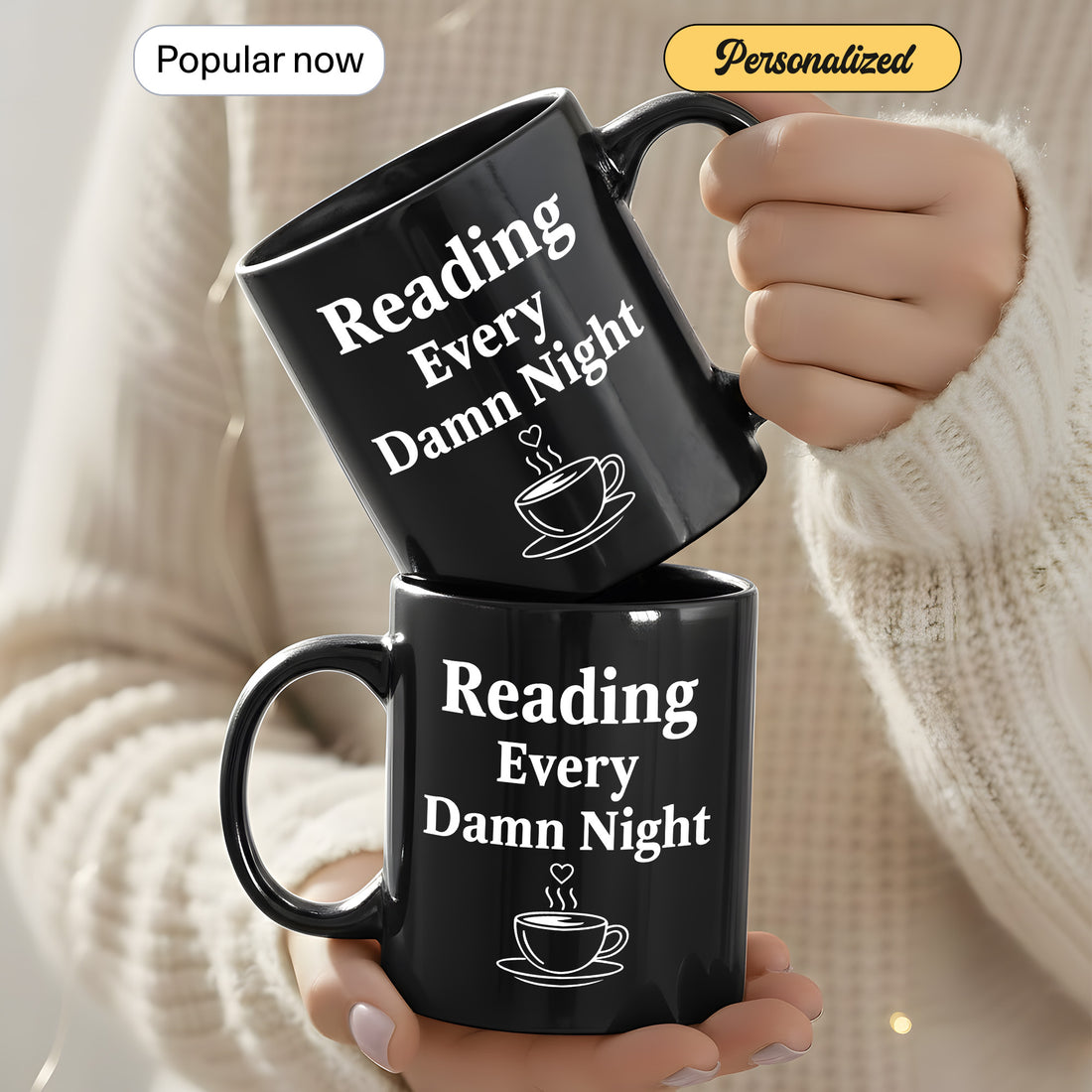 Reading Every Damn Night Mug, Coffee Mug for Book Lovers, Personalized Reading Mug, Custom Coffee Cup, Gift for Readers| Mug 12