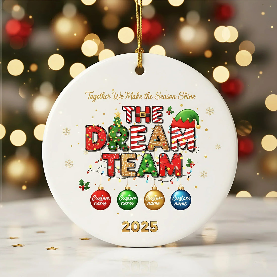 The Dream Team Ornament 2025 Personalized Family Ornament Custom Name Christmas – personalized Christian ornament – Circle