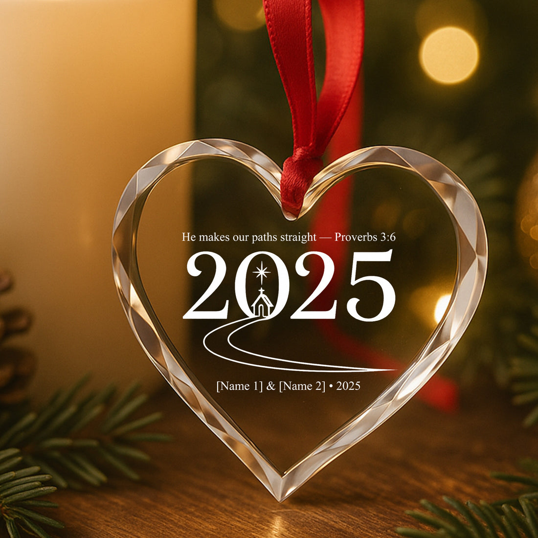 Proverbs 3:6 Ornament 2025 – Christian Heart Ornament, Bible Verse Christmas Gift, Faith Religious Decoration, Scripture Keepsake|ONM48