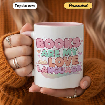Books Are My Love Language Mug – Cute Pastel Book Lover Coffee Cup | Aesthetic Reading Gift for Readers, Students & Bookworms| Mug 156