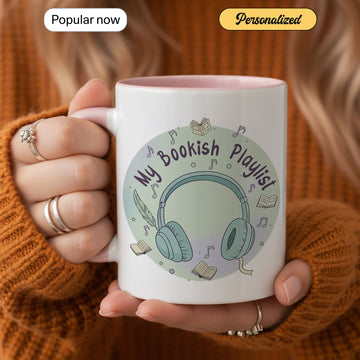 My Bookish Playlist Coffee Mug | Cute Literary Headphones Art | Perfect Gift for Bookworms, Readers & Library Lovers| Mug 16