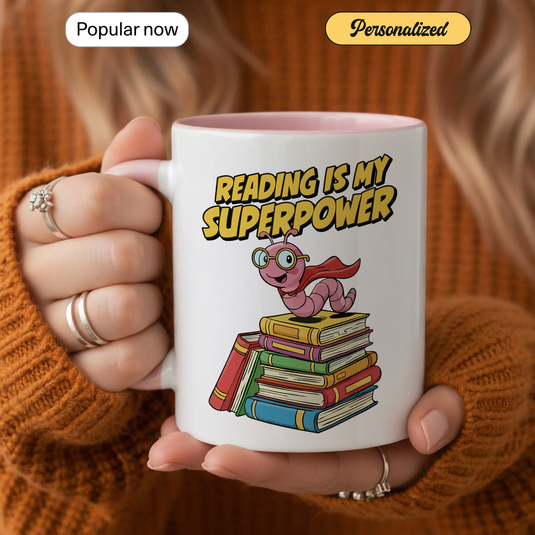 Reading Is My Superpower Mug – Cute Bookworm Coffee Cup for Kids, Teachers & Book Lovers, 11oz/15oz Ceramic| Mug 69
