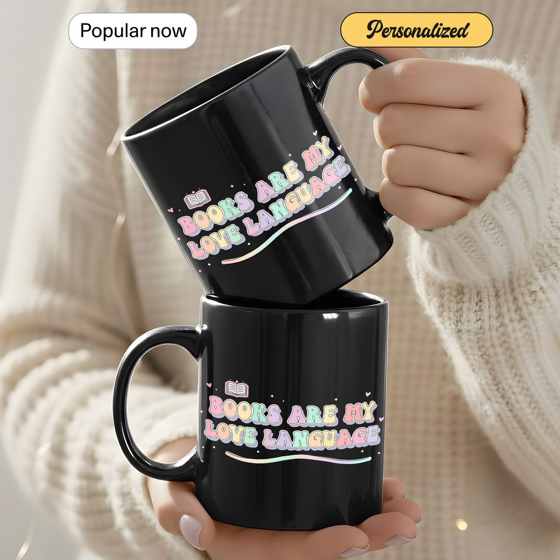 Book Lover Mug,  Books Are My Love Language, Perfect Gift for Readers, Writers and Cozy Gift for Bookworms | Mug 158