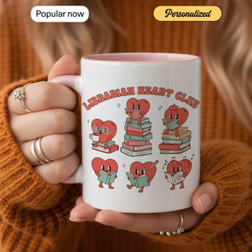 Librarian Heart Club Mug – Cute Librarian Gift, Bookish Coffee Cup for Teachers, Reading Lovers & Library Staff| Mug 161