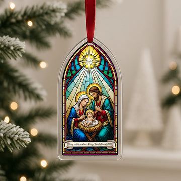 Custom Shape Nativity Acrylic Ornament – Glory to the Newborn King – Religious Christmas Decoration 2025|ONM52