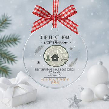 First Christmas Ornament, Custom Home Address and Year, Our First Home Holiday Keepsake, 2025 Christmas Decoration|ONM68
