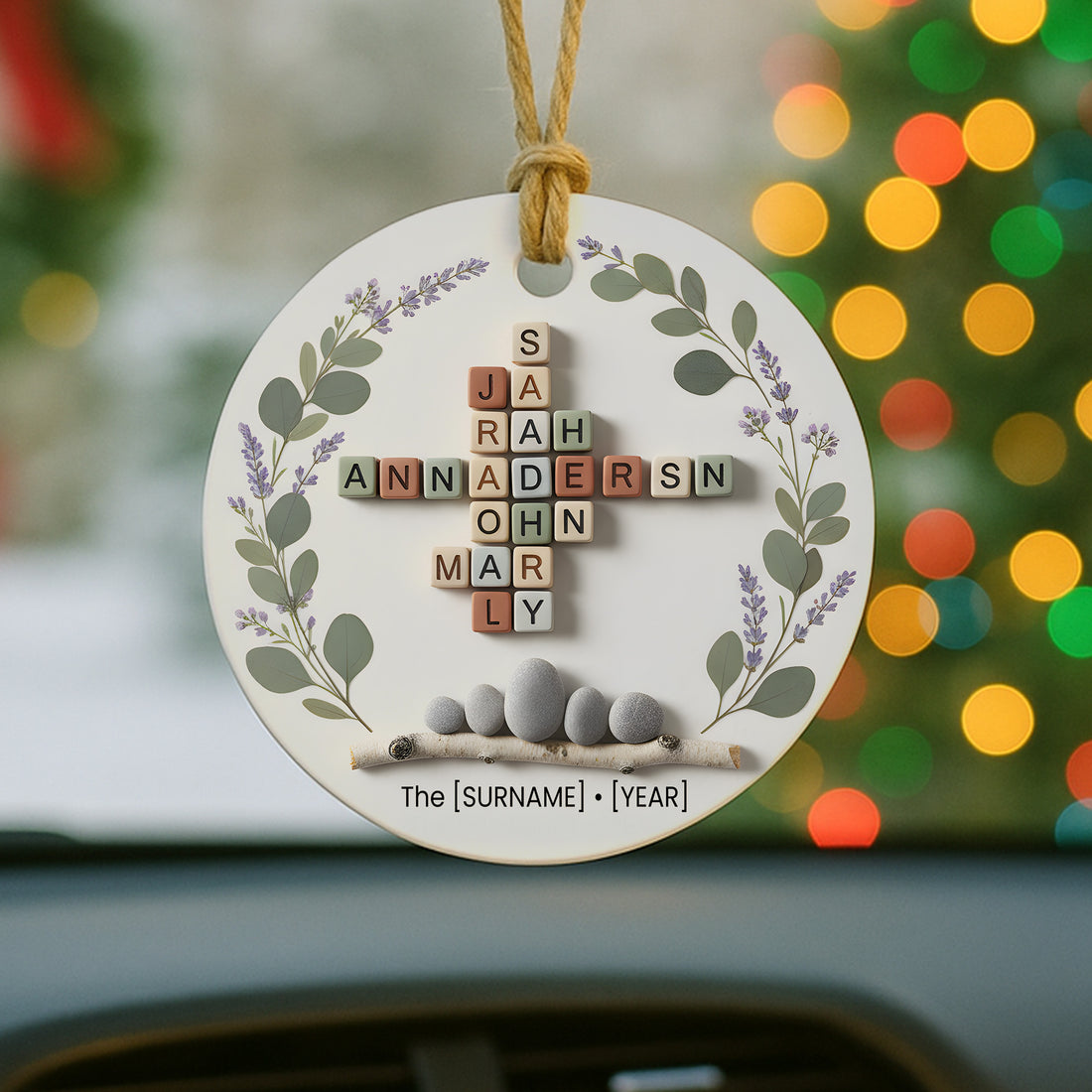 Custom Family Christmas Ornaments Set of 3, Personalized Ceramic Name Ornament Gift for Holiday Decor, Keepsake 2025|ONMCB15