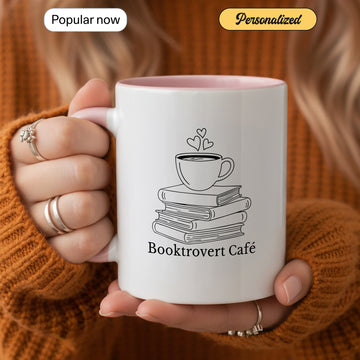 Booktrovert Café Mug – Minimal Book Lover Coffee Cup | Cozy Reading Gift for Introverts, Readers & Bookworms| Mug 104