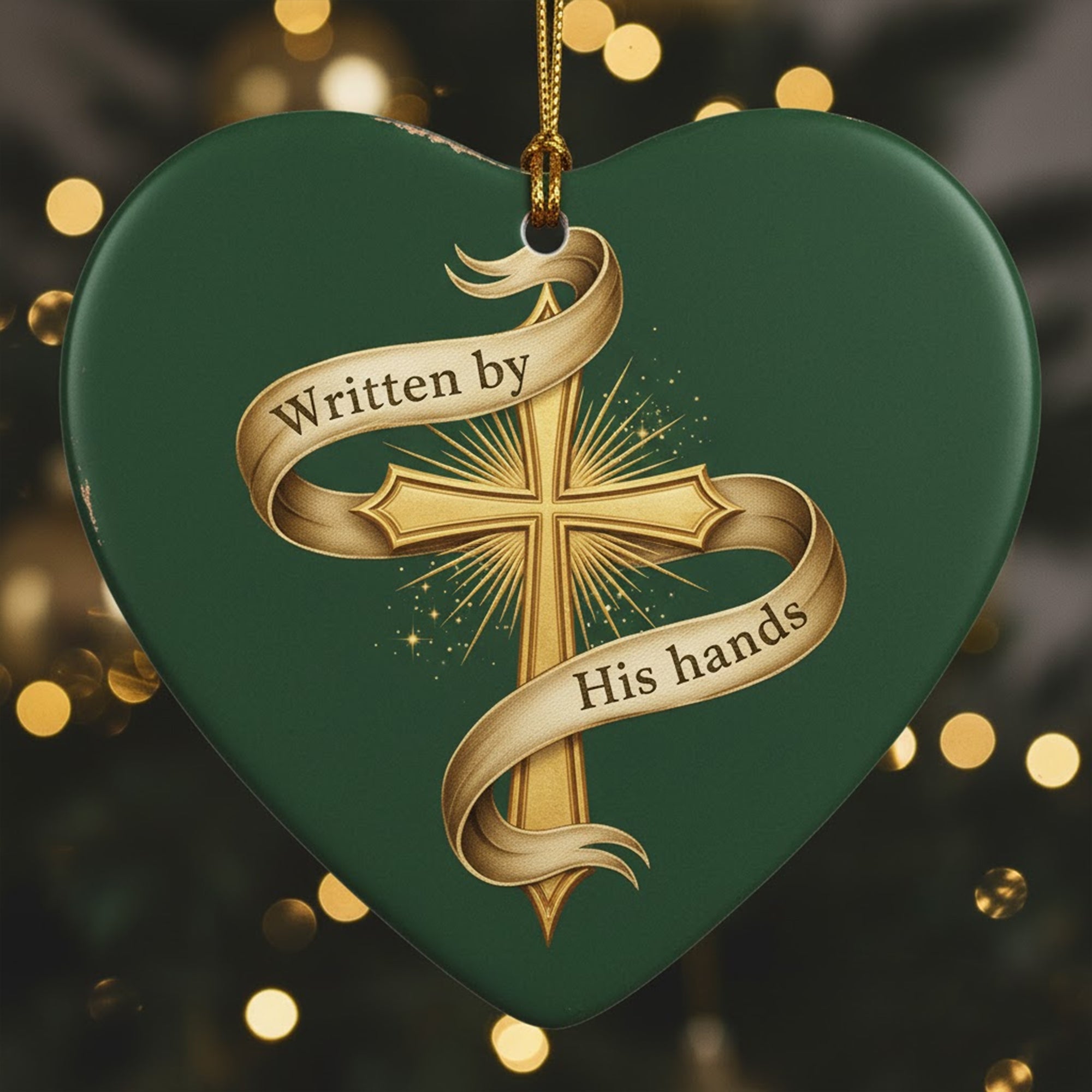 Written by His Hands Ornament 2025, Christian Cross Christmas Ornament, Faith Home Decor, Holiday Keepsake | Ornament104