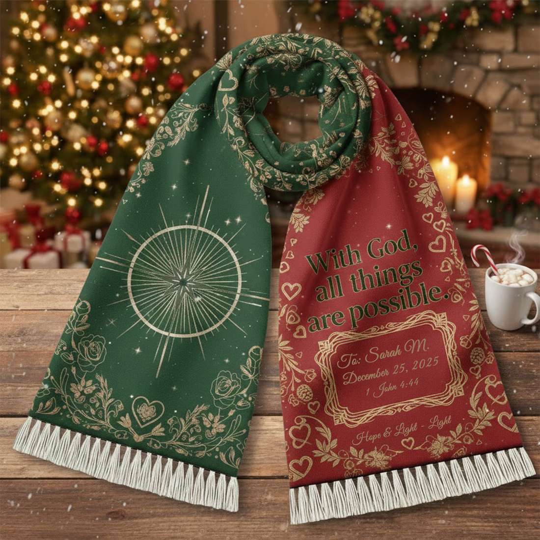 Personalized Christian Scarf | With God All Things Are Possible Scarf | Bible Verse Faith Gift | Religious Winter Shawl|SCR04