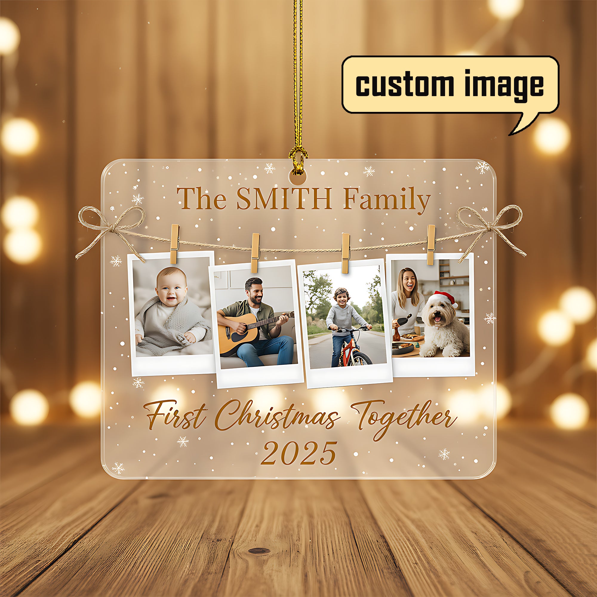 Custom Photo Christmas Ornament, First Christmas Together Ornament, Personalized Acrylic Picture Keepsake, Holiday Family Gift|ONM78