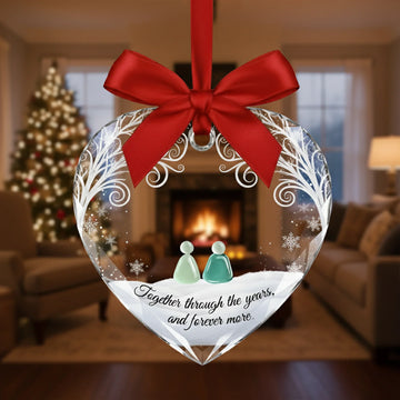 Together Through The Years Crystal Heart Ornament, Romantic Glass Keepsake Gift, Couple Christmas Ornament, Forever Love Decor|ONM89