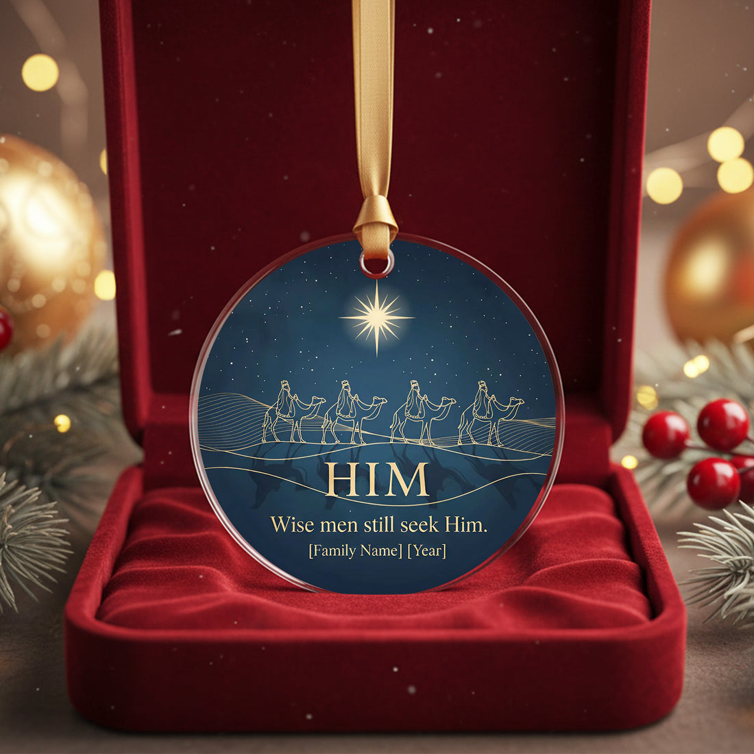 Wise Men Still Seek Him Ornament, Christian Christmas Ornament 2025, Nativity Star of Bethlehem Decor, Personalized Family Ornament|ONM28