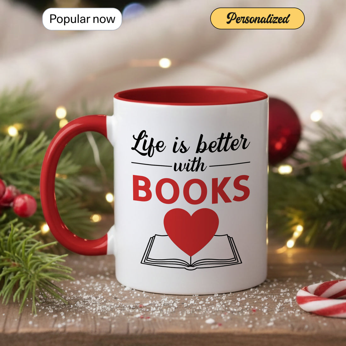 Life is Better with Books Mug – Inspirational Reader Gift, Book Lover Coffee Cup, Personalized Mug for Bookworms, Cozy Reading Mug| Mug 74