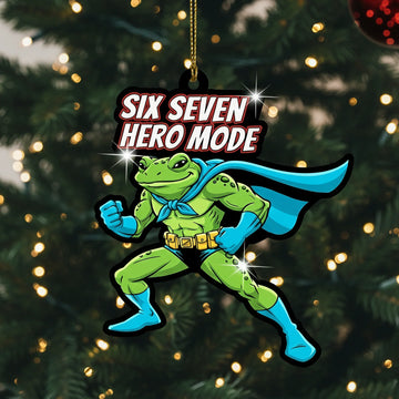 Personalized Superhero Frog Ornament | Custom Hero Mode Christmas Decor | Funny Frog Lover Gift for Kids & Him|ONM147