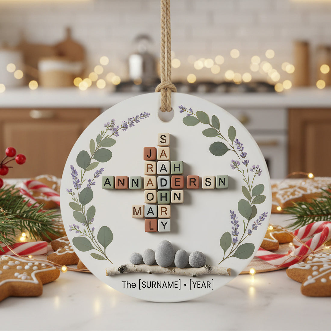 Personalized Family Name Ornament, Custom Christmas Decoration, Holiday Keepsake with Family Names and Year, Unique Xmas Gift for Family|ONM69