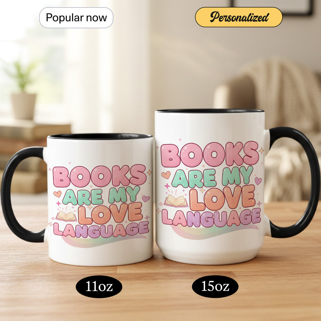 Books Are My Love Language Mug – Cute Pastel Book Lover Coffee Cup | Aesthetic Reading Gift for Readers, Students & Bookworms| Mug 156