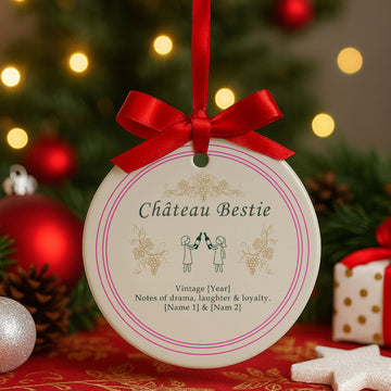 Best Friend Ornament Château Bestie – Personalized Wine Gift for Her – Funny Friendship Ornament with Names 2025|ONM50
