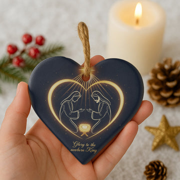 Faith Christmas Ornament, Glory to the Newborn King Nativity Design, Religious Gift for Christian Home|ONM26
