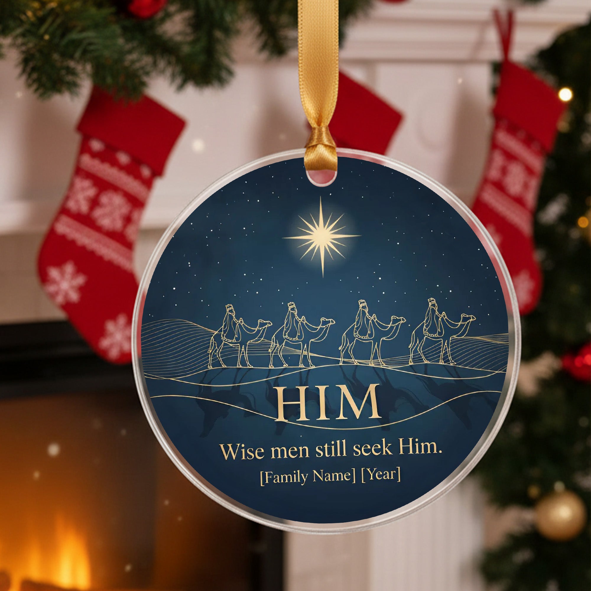 Wise Men Still Seek Him Ornament, Christian Christmas Ornament 2025, Nativity Star of Bethlehem Decor, Personalized Family Ornament|ONM28