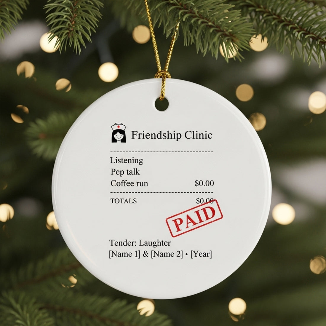 Funny Friendship Ornament Set – Personalized 3 Pack Ceramic Ornaments, Best Friend Gift, Christmas Tree Decoration|ONMCB29