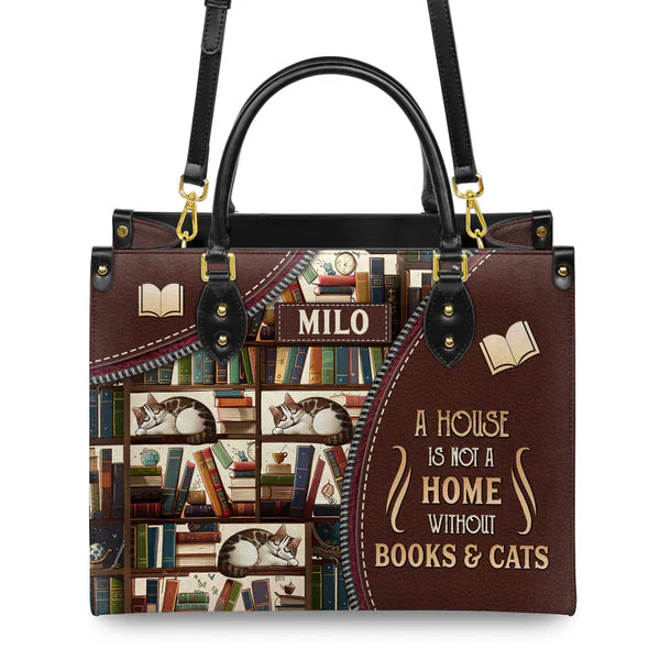 Christianartbag Handbags A House Is Not A Home Without Books And Cats Handbag Design – Christian apparel for women – Canvas T