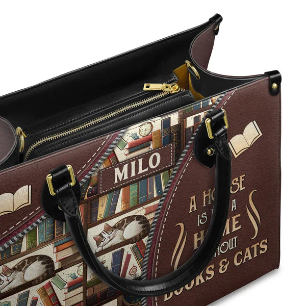 Christianartbag Handbags A House Is Not A Home Without Books And Cats Handbag Design – Christian apparel for women – Leather 