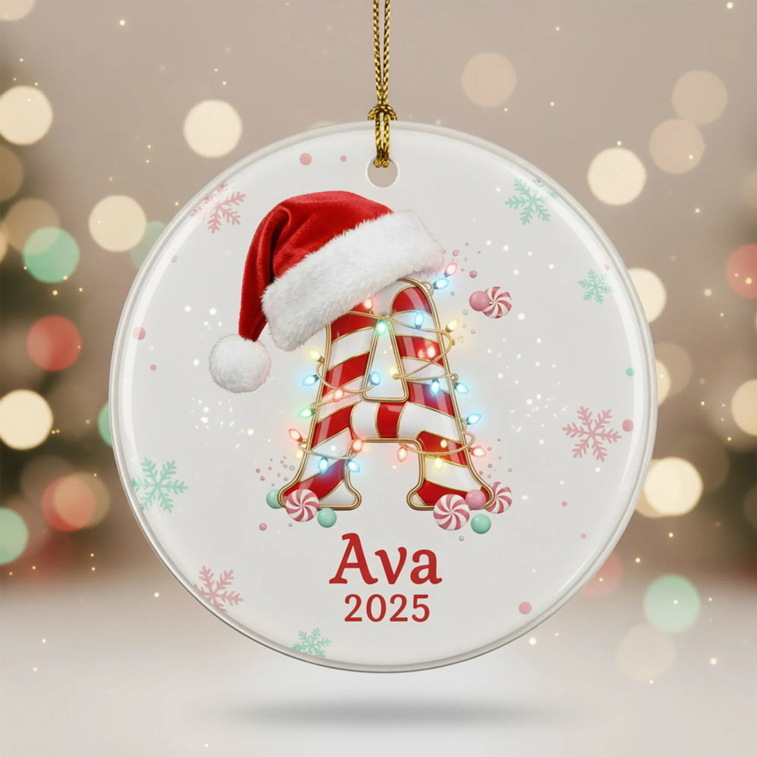 Candy Cane Alphabet Ornament 2025 Personalized Letter Christmas Ornament Custom Name – personalized Christian ornament – Circ