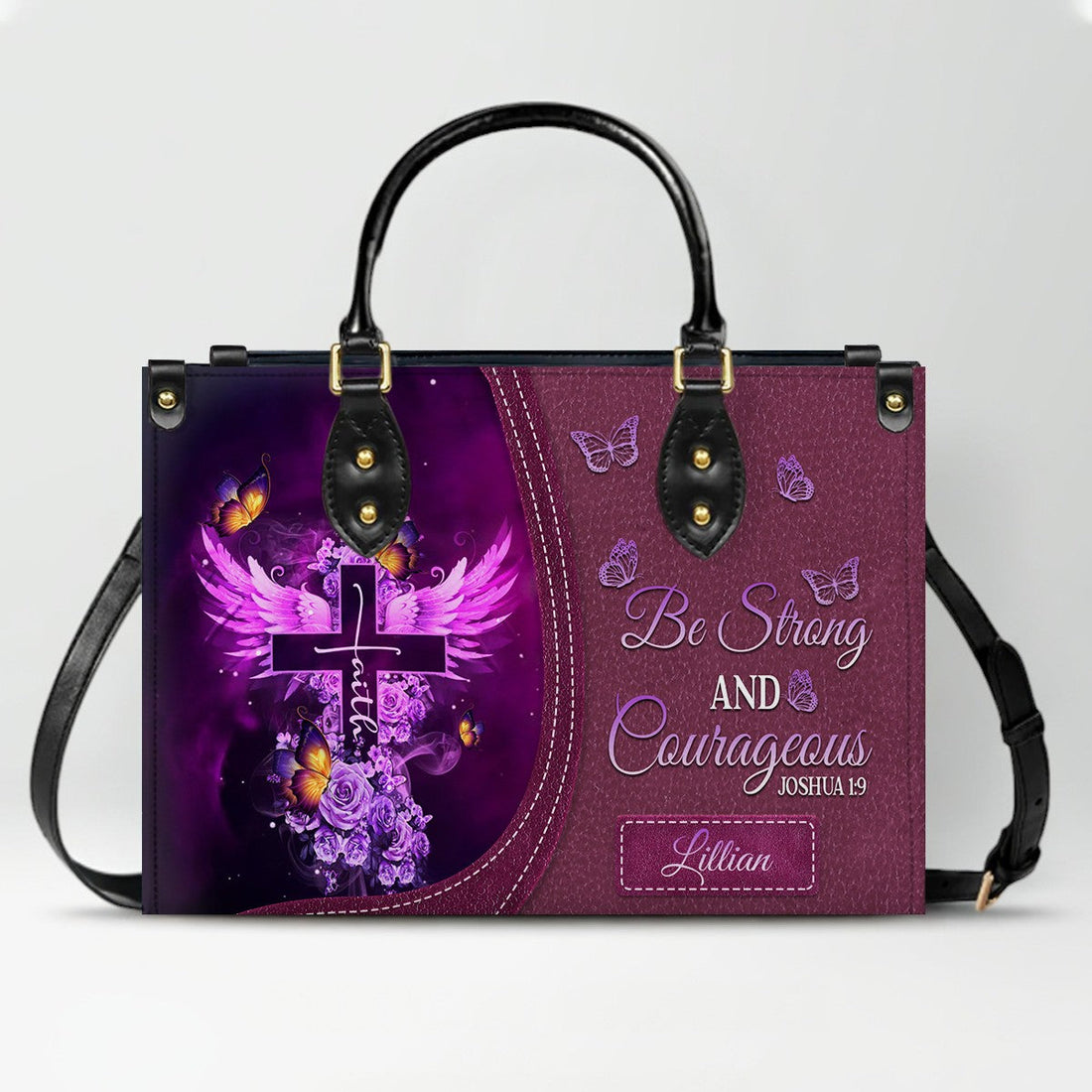 Christianart Designer Handbags, Be Strong and Courageous, Personalized Gifts, Gifts for Women.