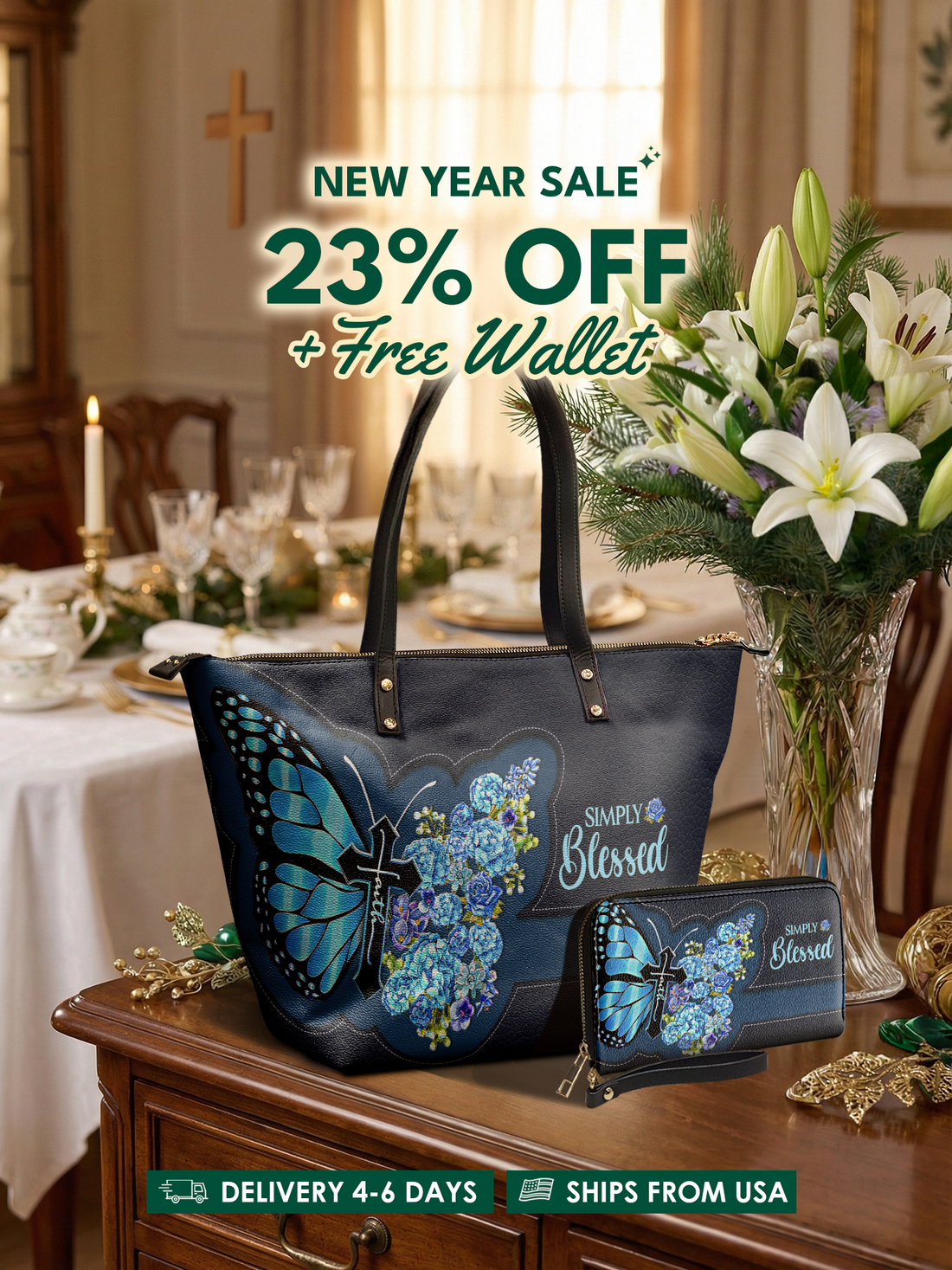 Blessed Leather Tote Bag Deal – Christian apparel for women – Premium Vegan Leather